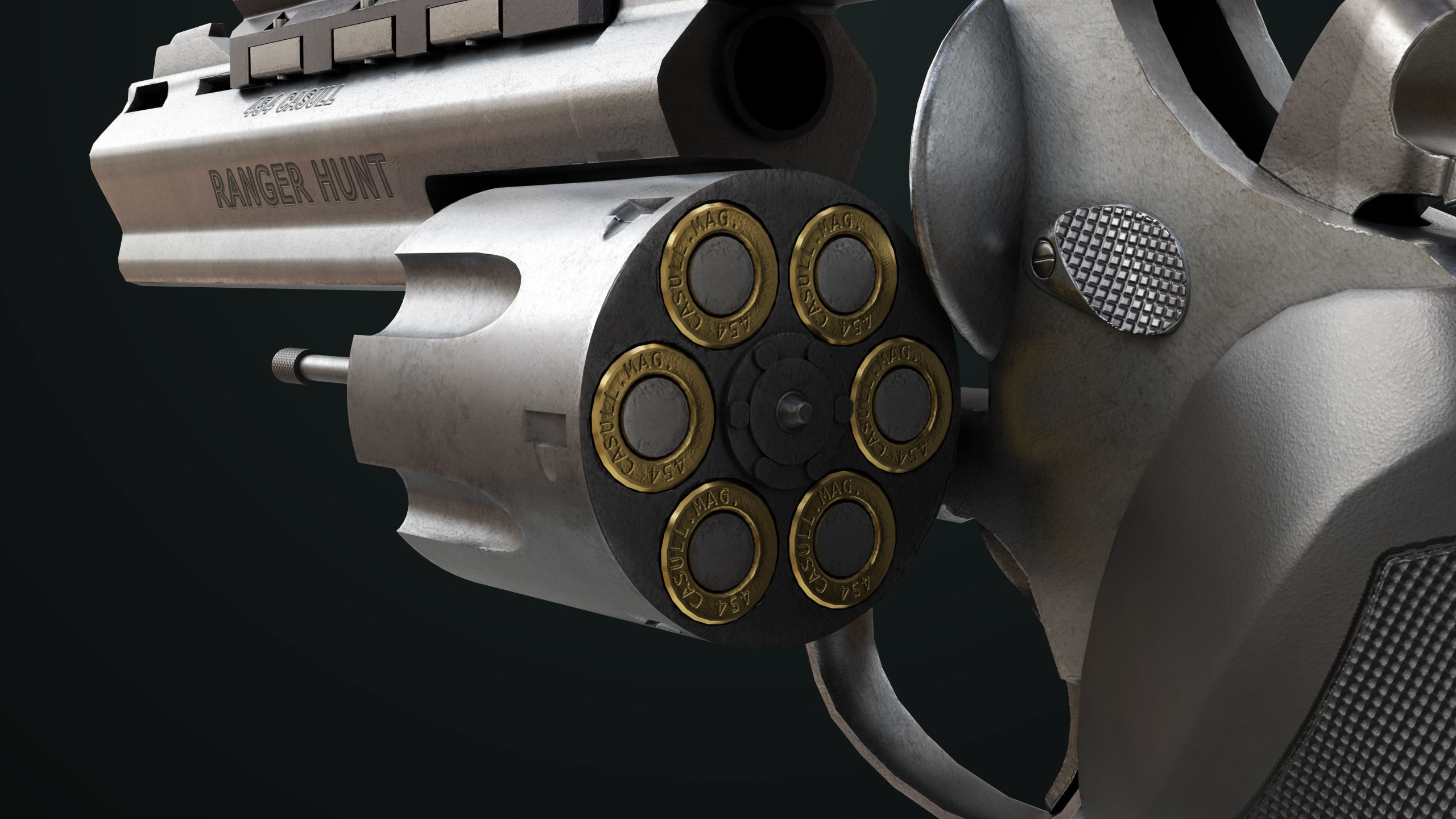 Revolver 04 Silver Model Taurus Raging All PBR Unity UE Textures Low-poly 3D model_22