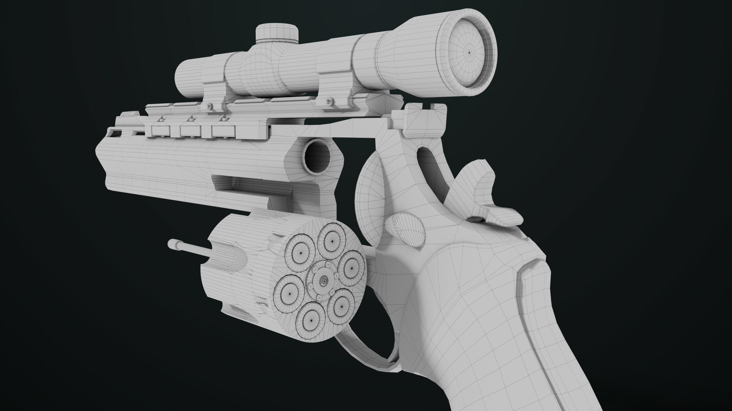 Revolver 04 Silver Model Taurus Raging All PBR Unity UE Textures Low-poly 3D model_48