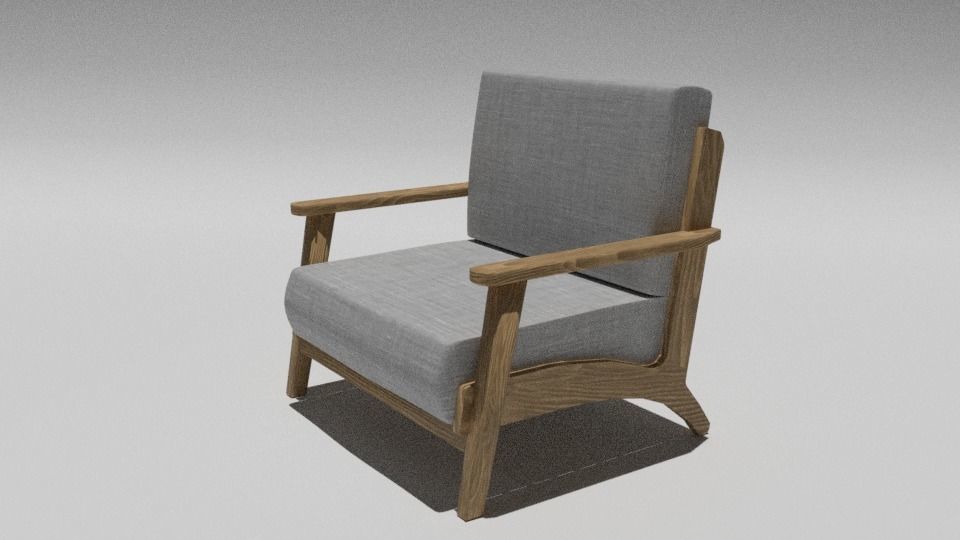Sofa Chico con base de madera Low-poly 3D model_2