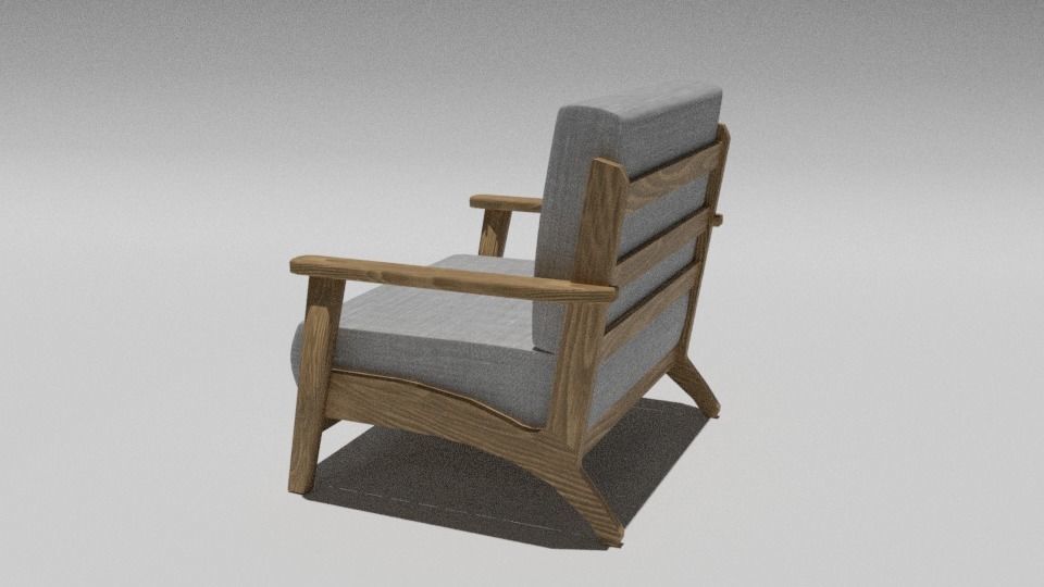 Sofa Chico con base de madera Low-poly 3D model_3