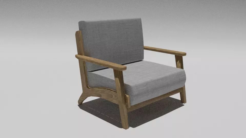 Sofa Chico con base de madera Low-poly 3D model_0
