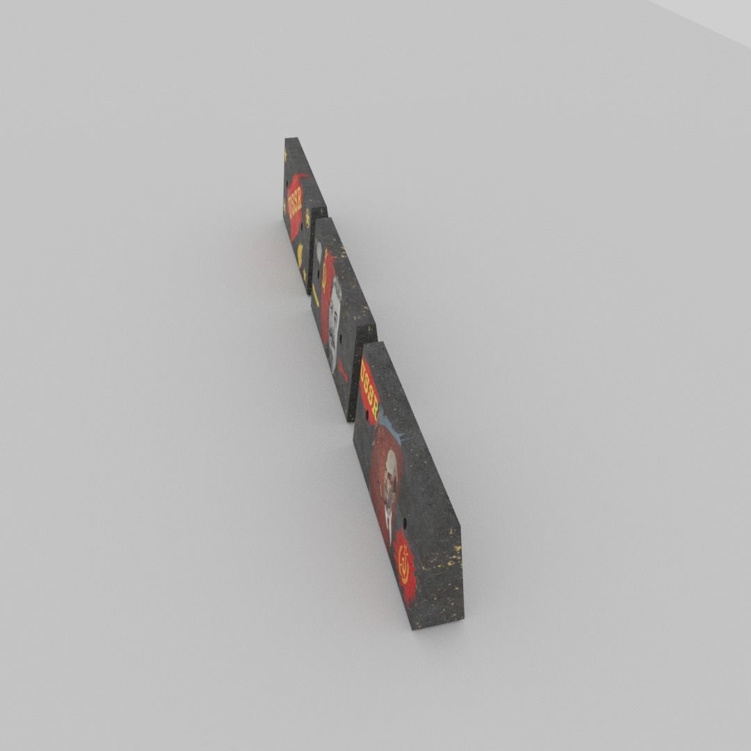 Soviet concrete blockades Low-poly 3D model_21