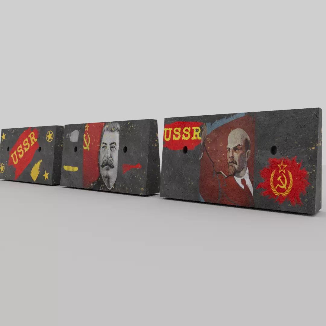 Soviet concrete blockades Low-poly 3D model_0
