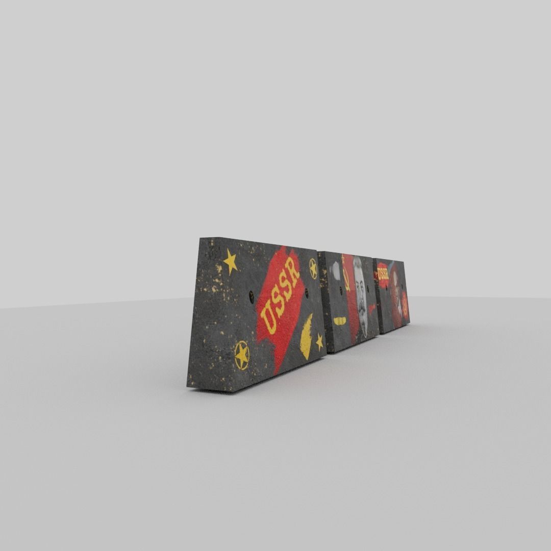 Soviet concrete blockades Low-poly 3D model_8