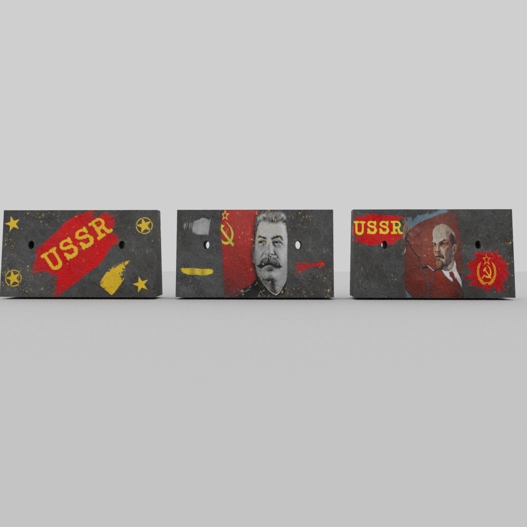 Soviet concrete blockades Low-poly 3D model_6