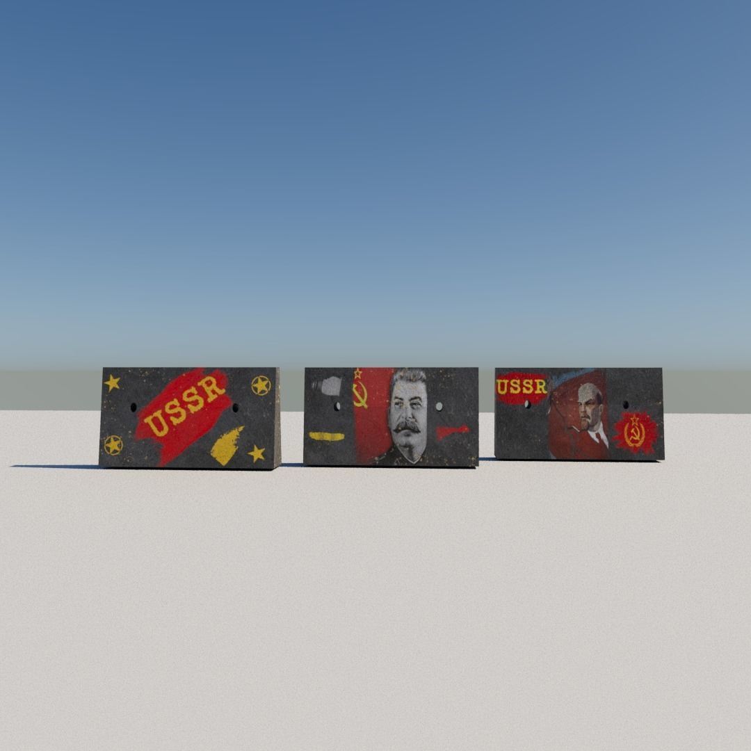 Soviet concrete blockades Low-poly 3D model_22