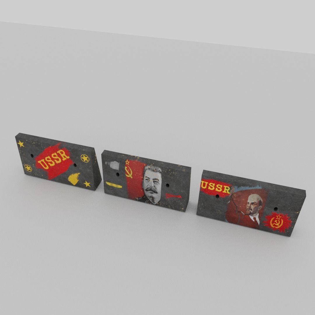 Soviet concrete blockades Low-poly 3D model_10