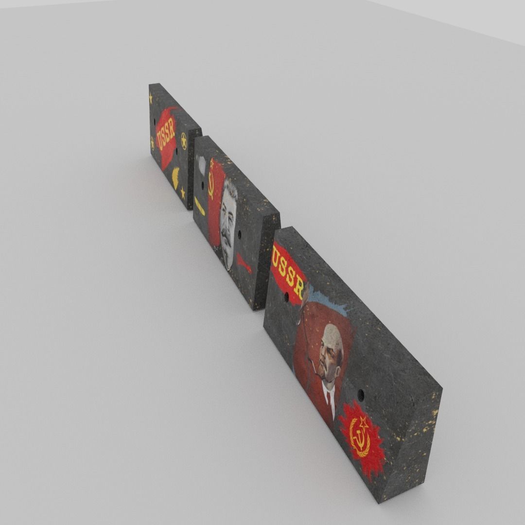 Soviet concrete blockades Low-poly 3D model_13