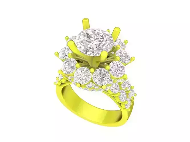 A7749 Hongkong Diamond Women Engagement Ring 3D Model