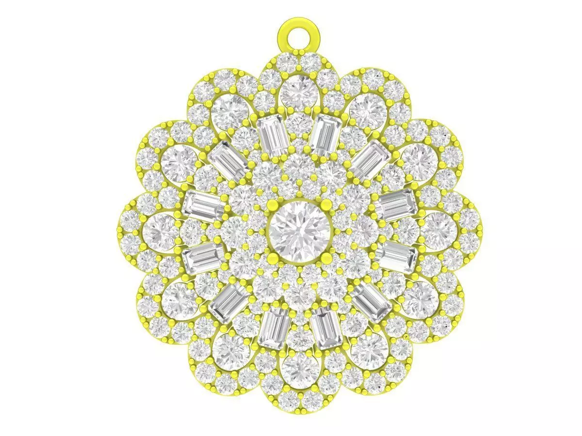 Floral Cluster Diamond Pendant Jewelry Model 7276 3D print model