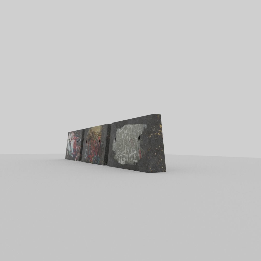Graffiti concrete blockade  Low-poly 3D model_10