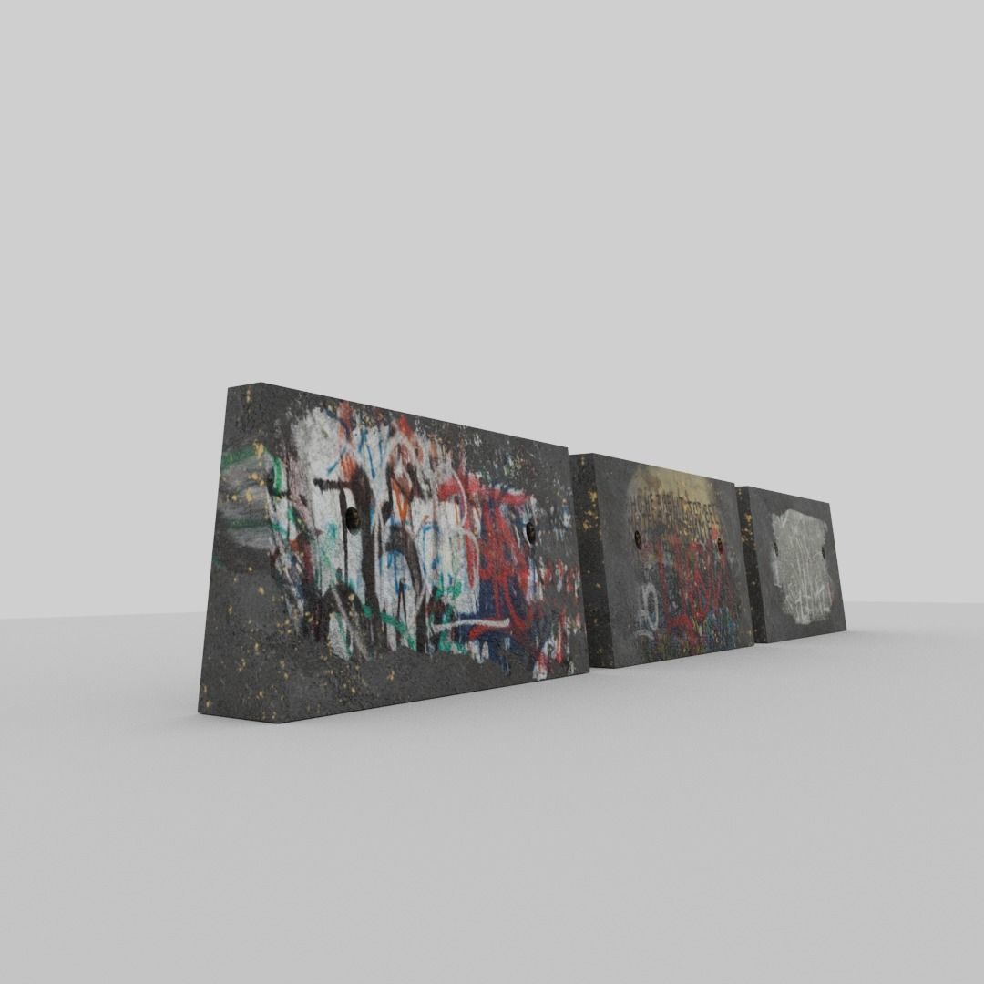Graffiti concrete blockade  Low-poly 3D model_7