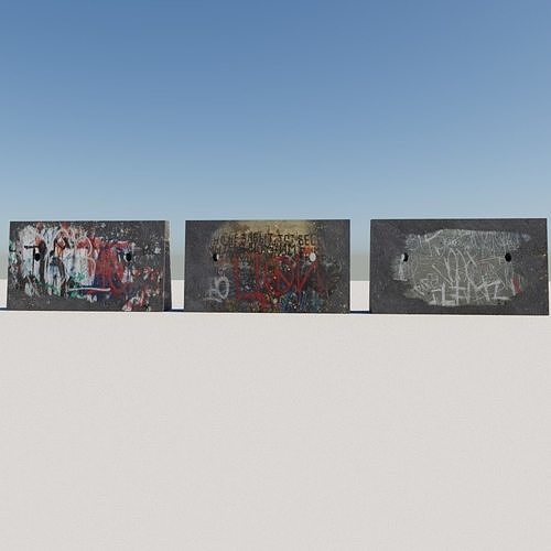 Graffiti concrete blockade  Low-poly 3D model