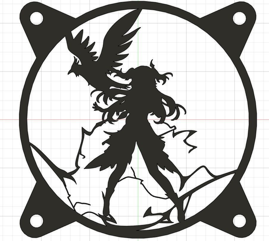 Genshin Impact Fischl PC fan cover  3D print model_1