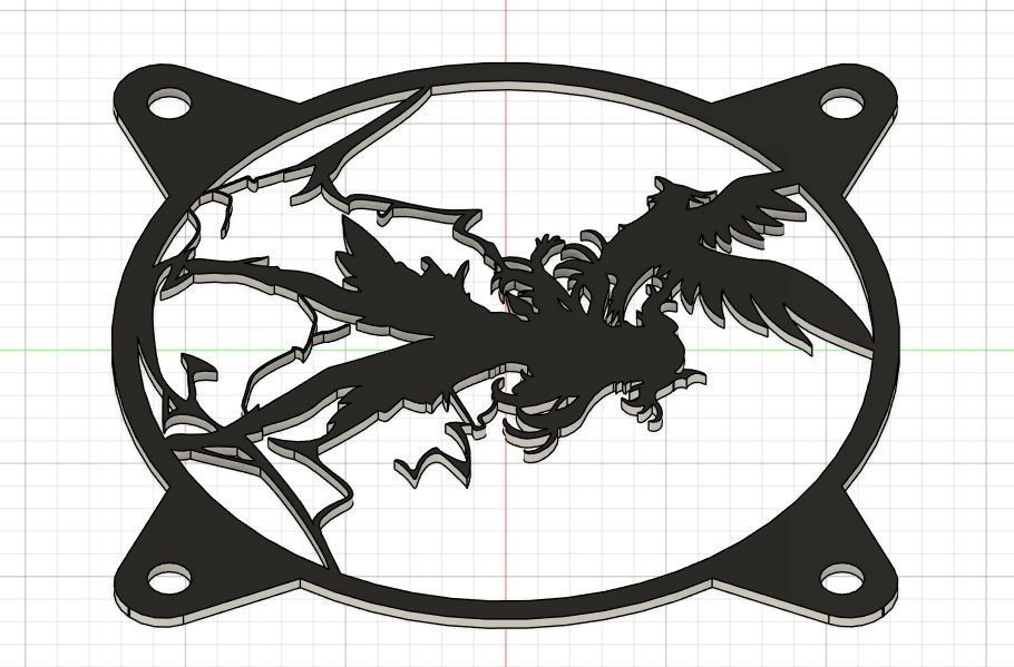 Genshin Impact Fischl PC fan cover  3D print model_3