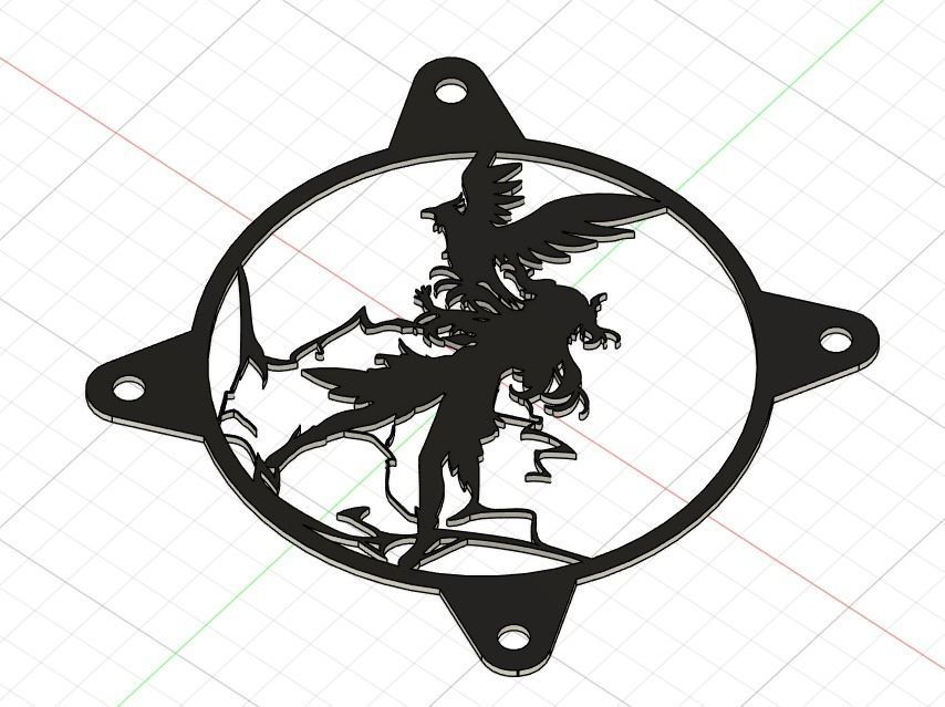 Genshin Impact Fischl PC fan cover  3D print model_11