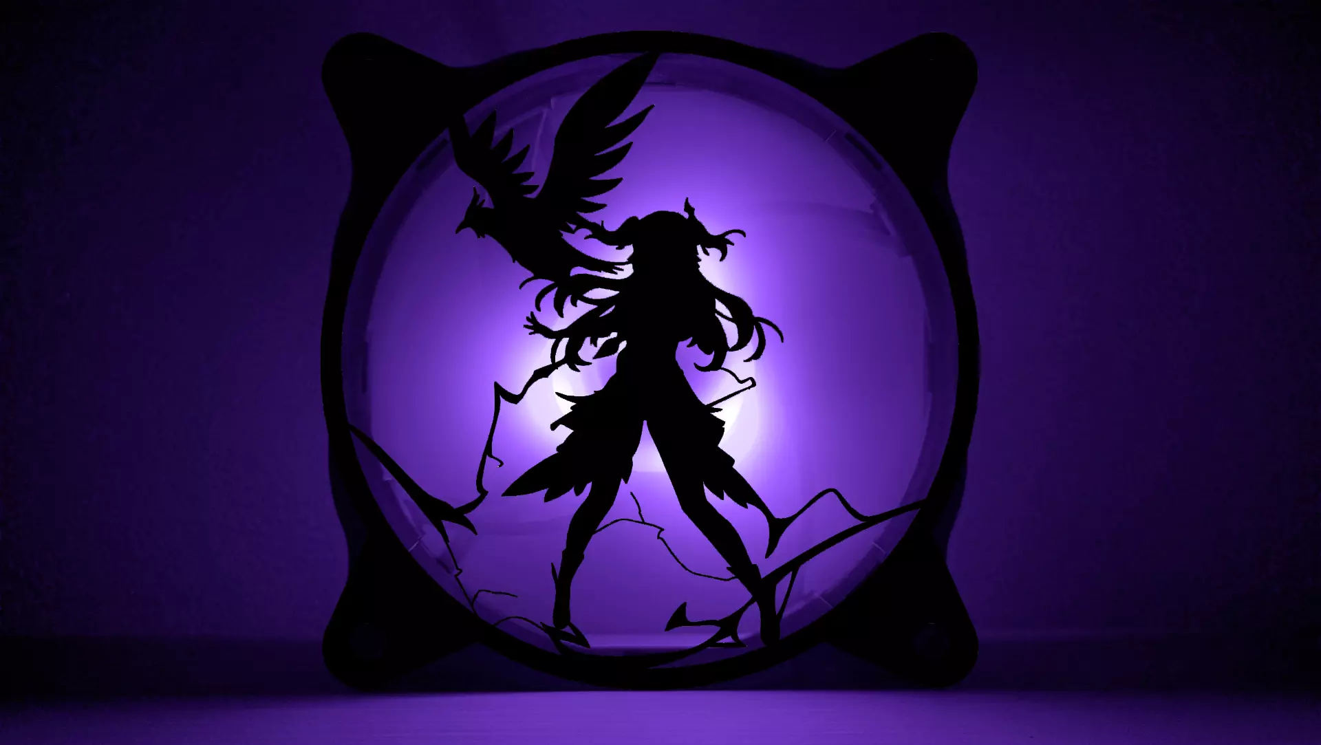 Genshin Impact Fischl PC fan cover  3D print model_0