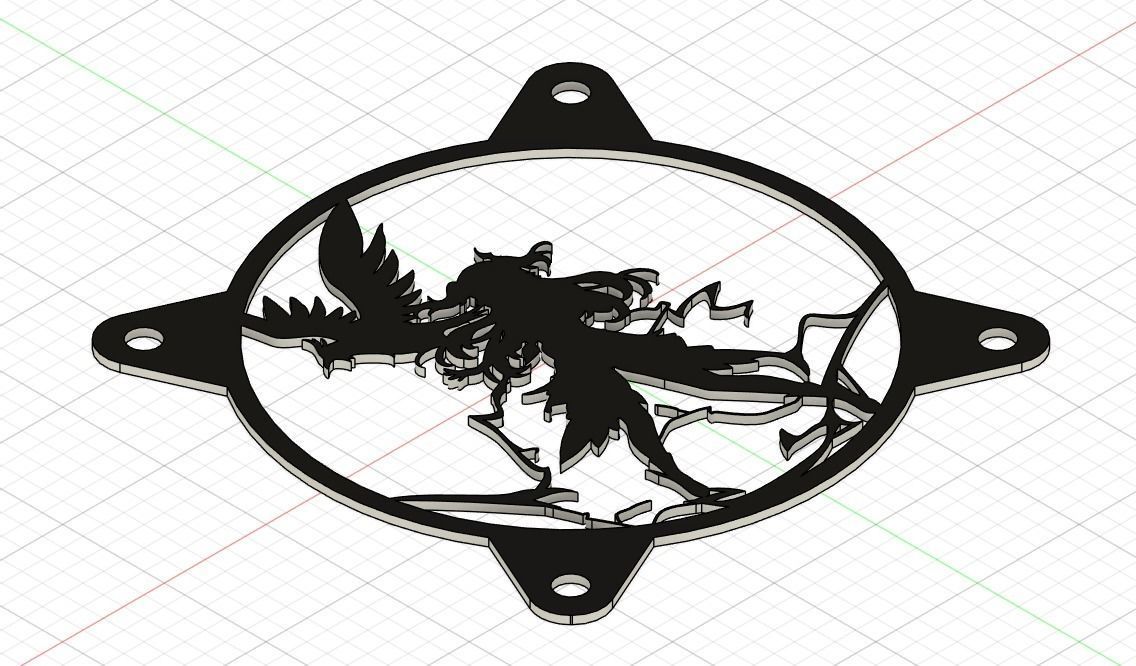 Genshin Impact Fischl PC fan cover  3D print model_8