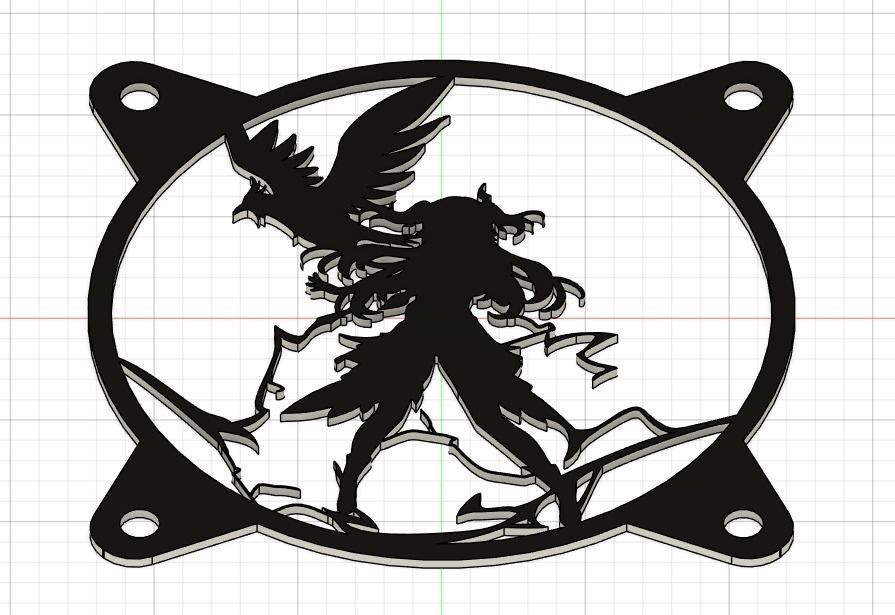 Genshin Impact Fischl PC fan cover  3D print model_9
