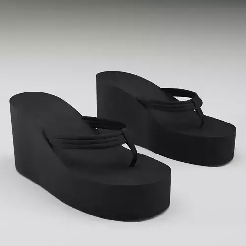 Thong black sandals on high platform