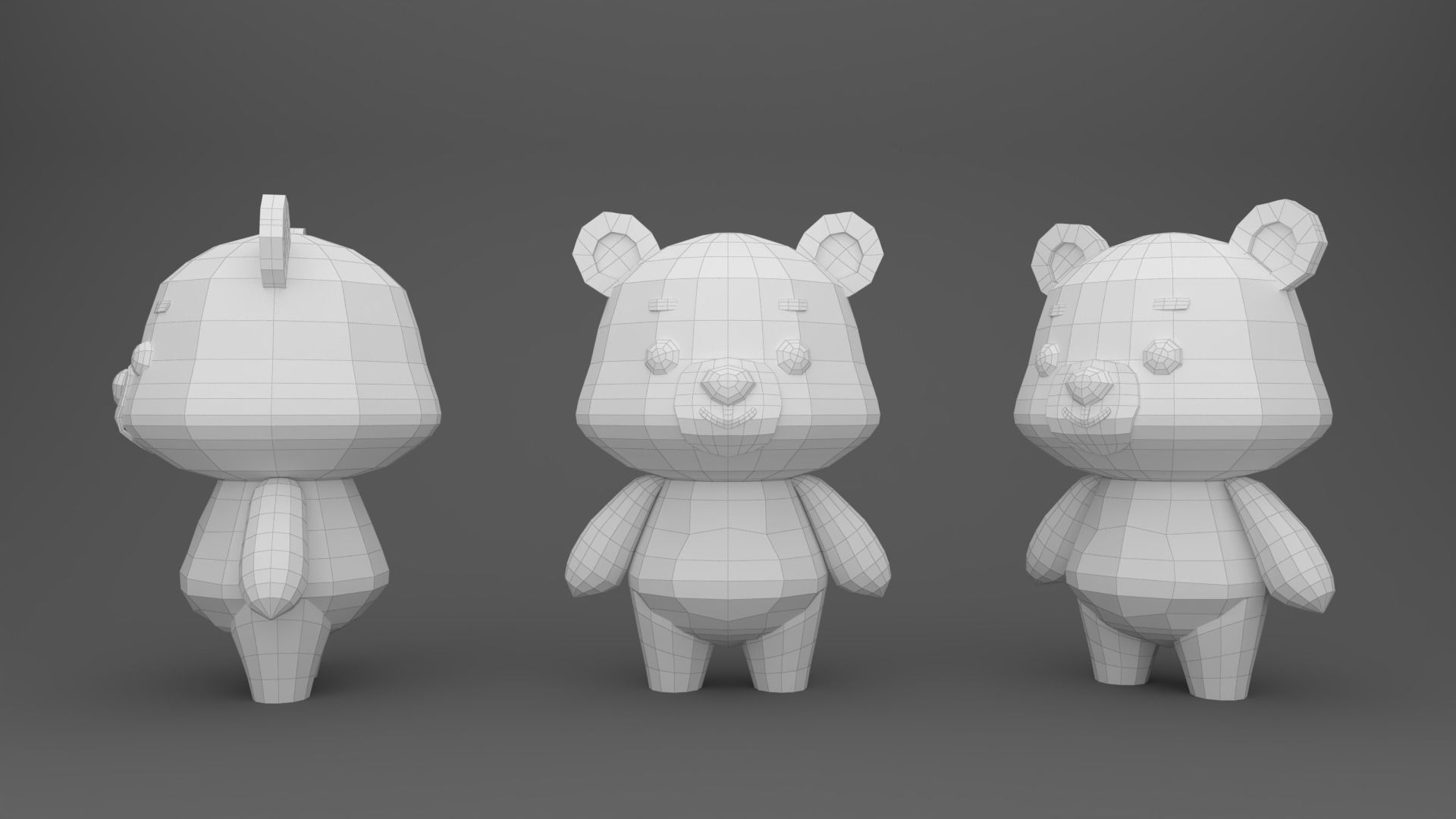 Character B100 Bear Cute Low-poly 3D model_5