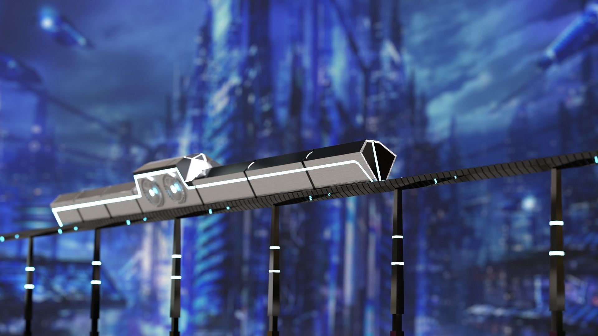 Futuristic Train - 3D model - Scifi  Vehicle - Game Ready Low-poly 3D model_6