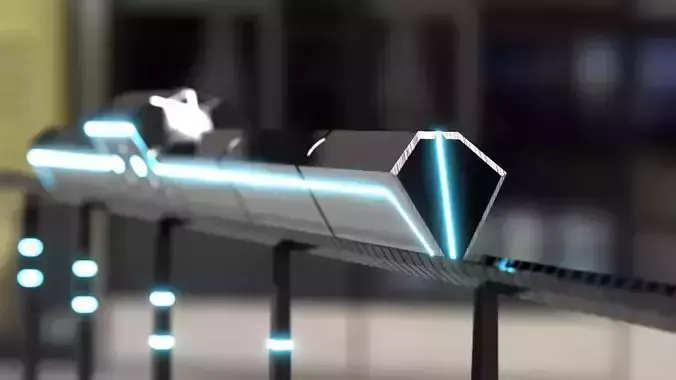 Futuristic Train - 3D model - Scifi  Vehicle - Game Ready Low-poly 3D model