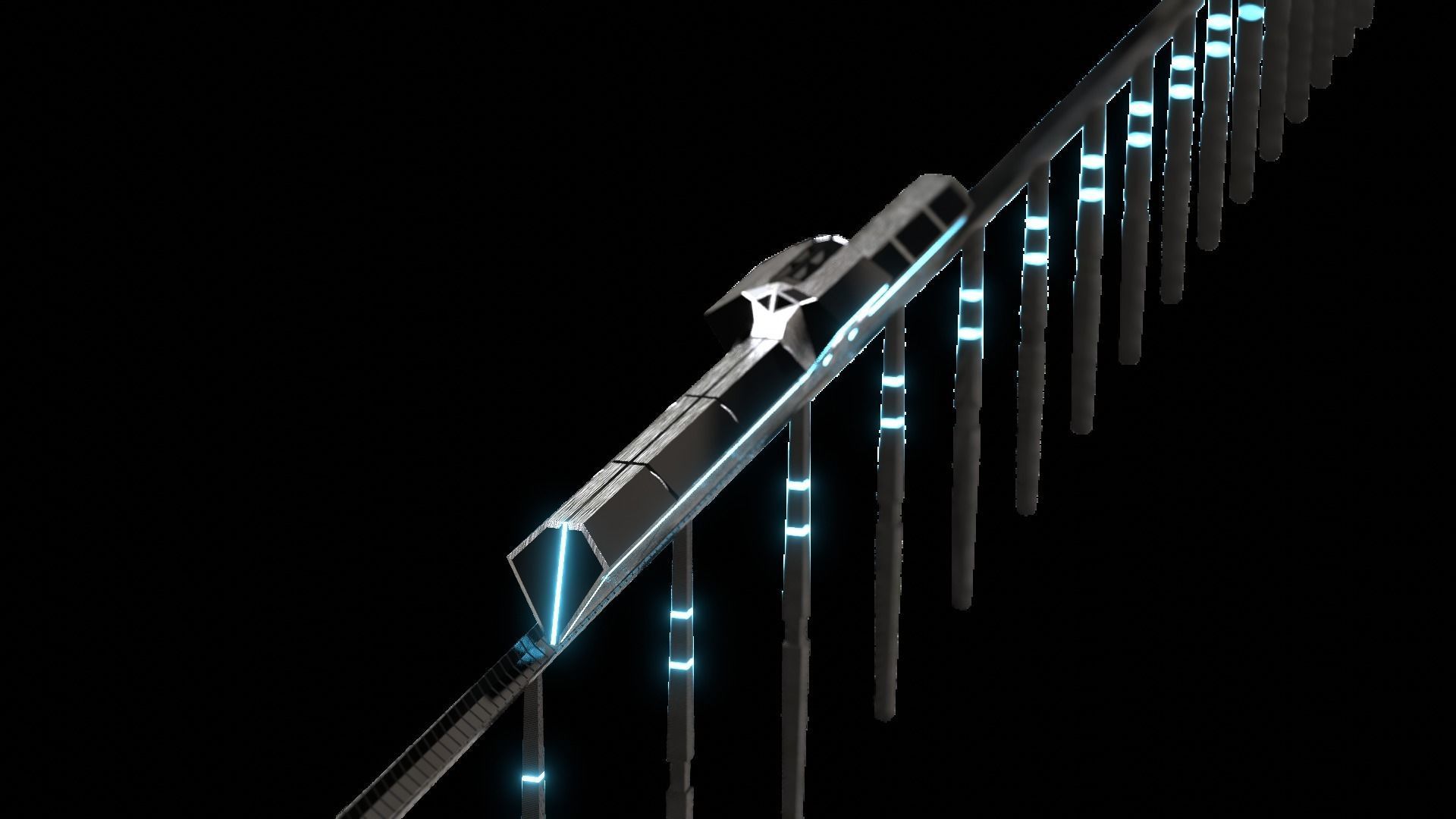 Futuristic Train - 3D model - Scifi  Vehicle - Game Ready Low-poly 3D model_11