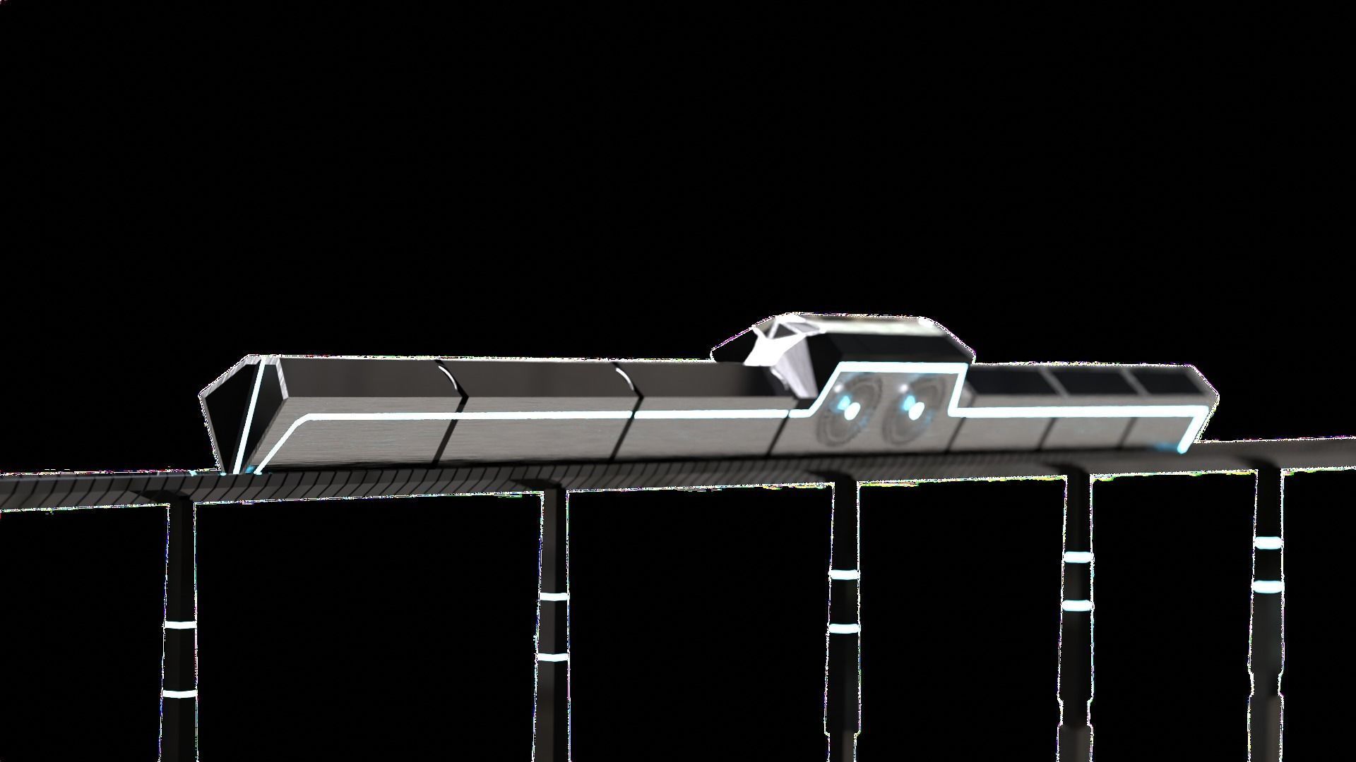 Futuristic Train - 3D model - Scifi  Vehicle - Game Ready Low-poly 3D model_7