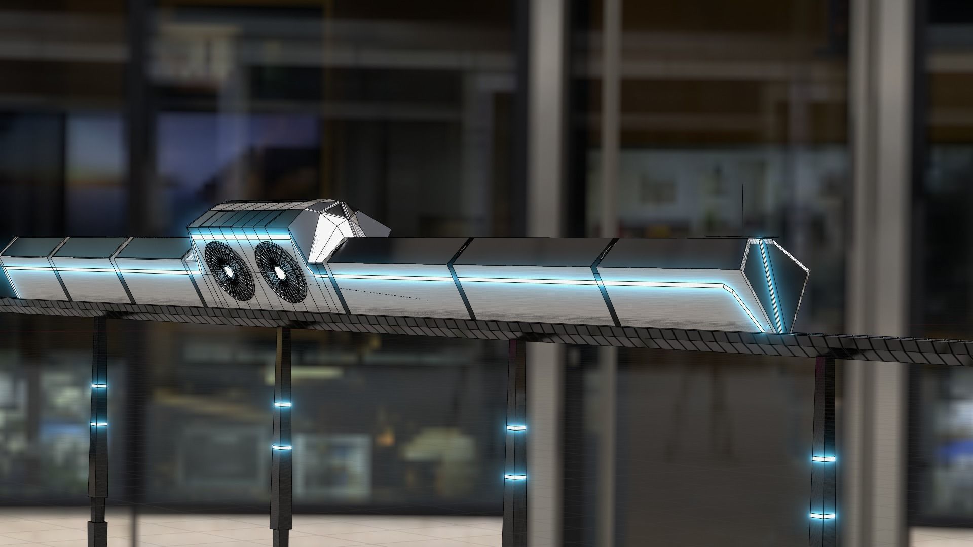 Futuristic Train - 3D model - Scifi  Vehicle - Game Ready Low-poly 3D model_5