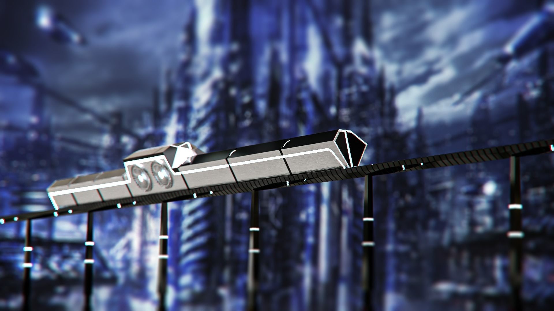 Futuristic Train - 3D model - Scifi  Vehicle - Game Ready Low-poly 3D model_1