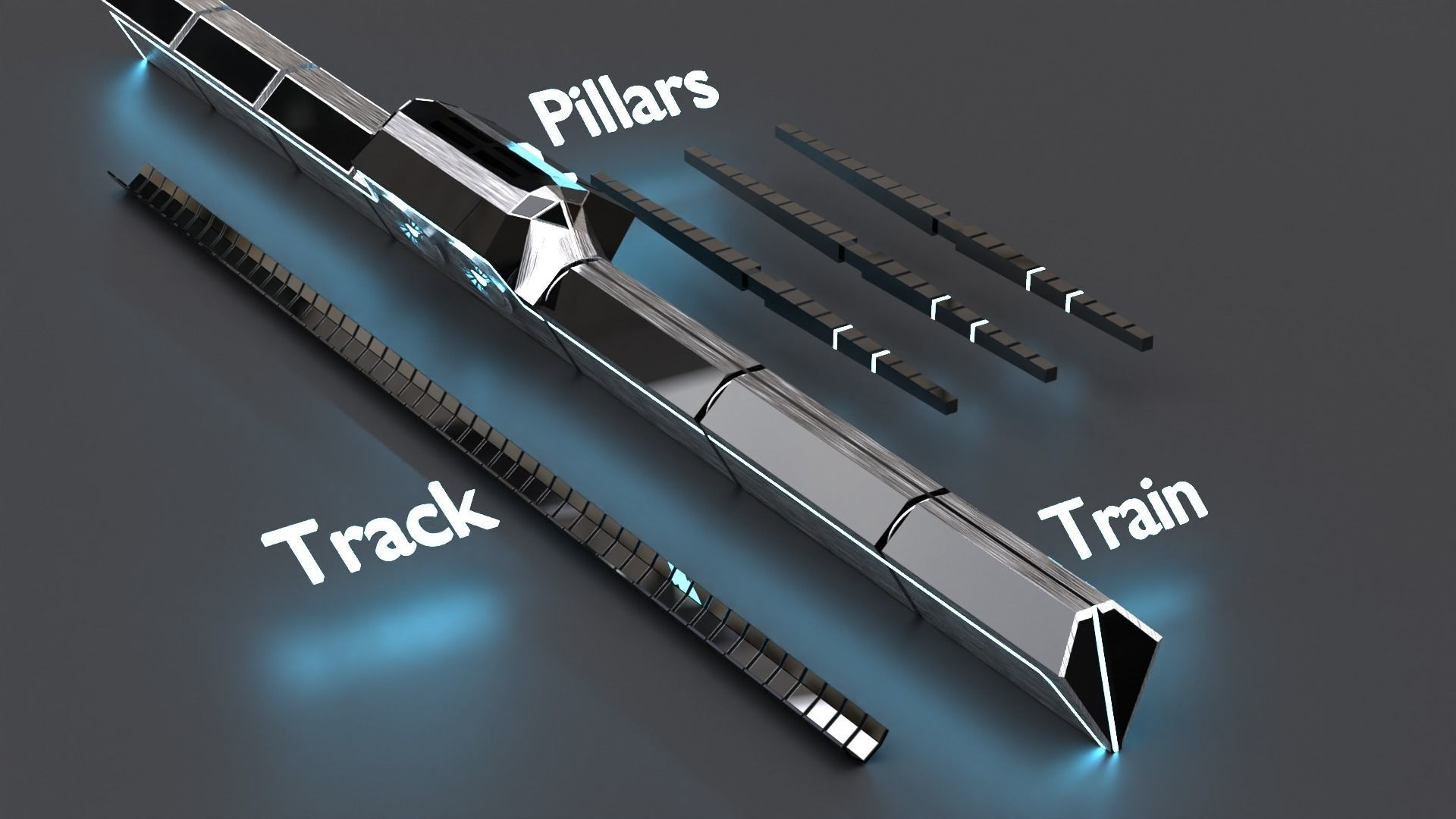 Futuristic Train - 3D model - Scifi  Vehicle - Game Ready Low-poly 3D model_2