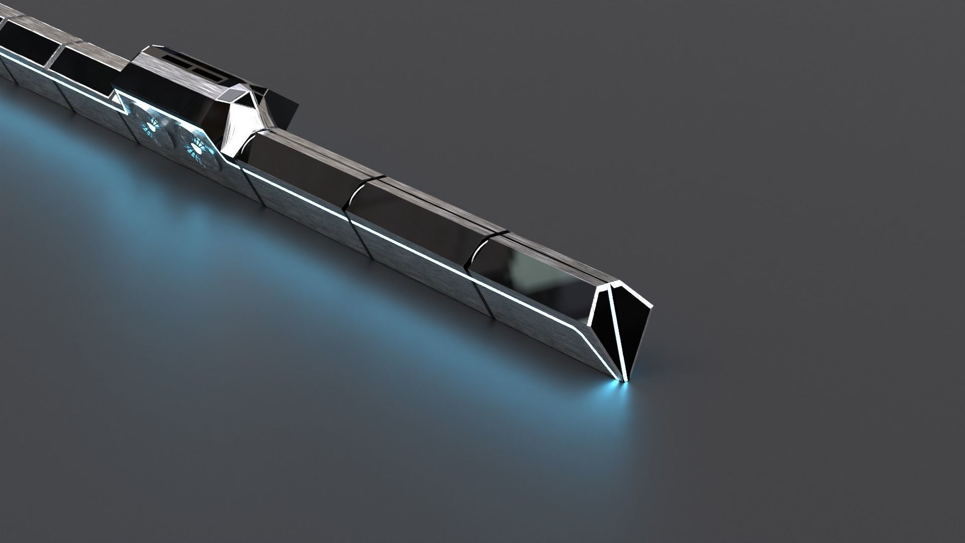 Futuristic Train - 3D model - Scifi  Vehicle - Game Ready Low-poly 3D model_3