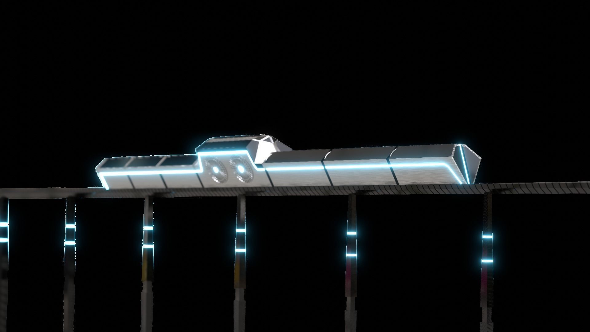 Futuristic Train - 3D model - Scifi  Vehicle - Game Ready Low-poly 3D model_10