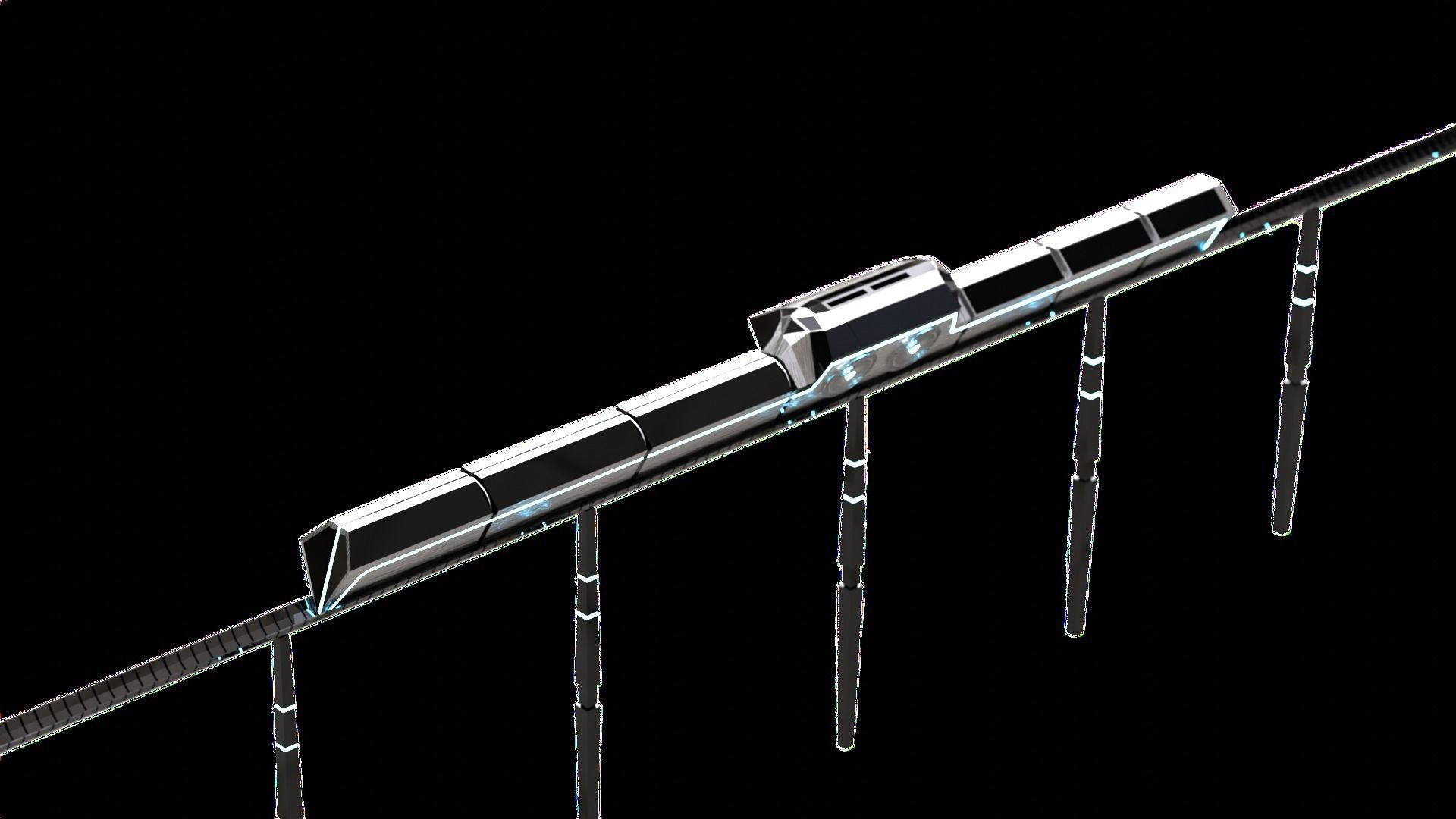 Futuristic Train - 3D model - Scifi  Vehicle - Game Ready Low-poly 3D model_8