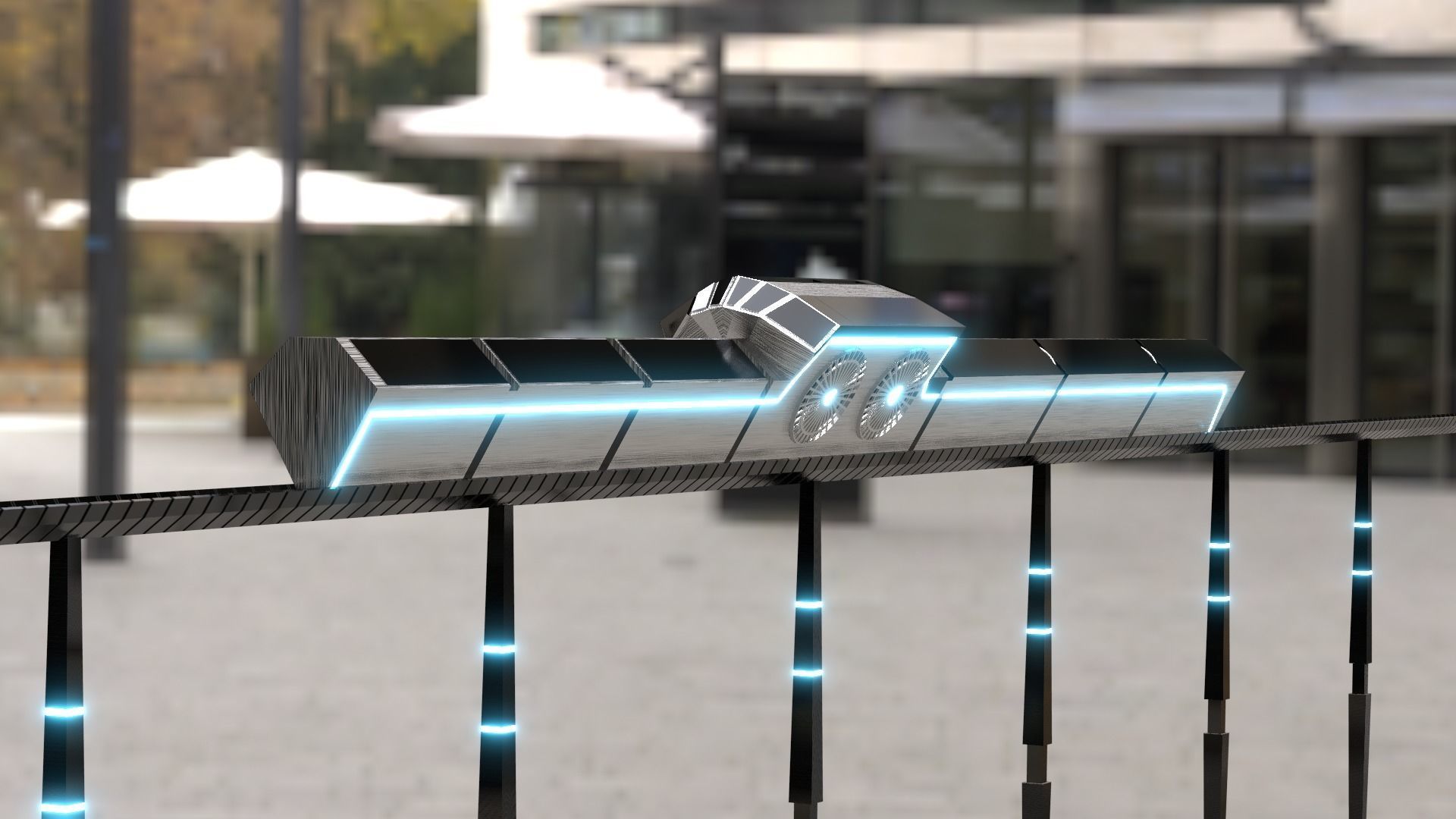 Futuristic Train - 3D model - Scifi  Vehicle - Game Ready Low-poly 3D model_4