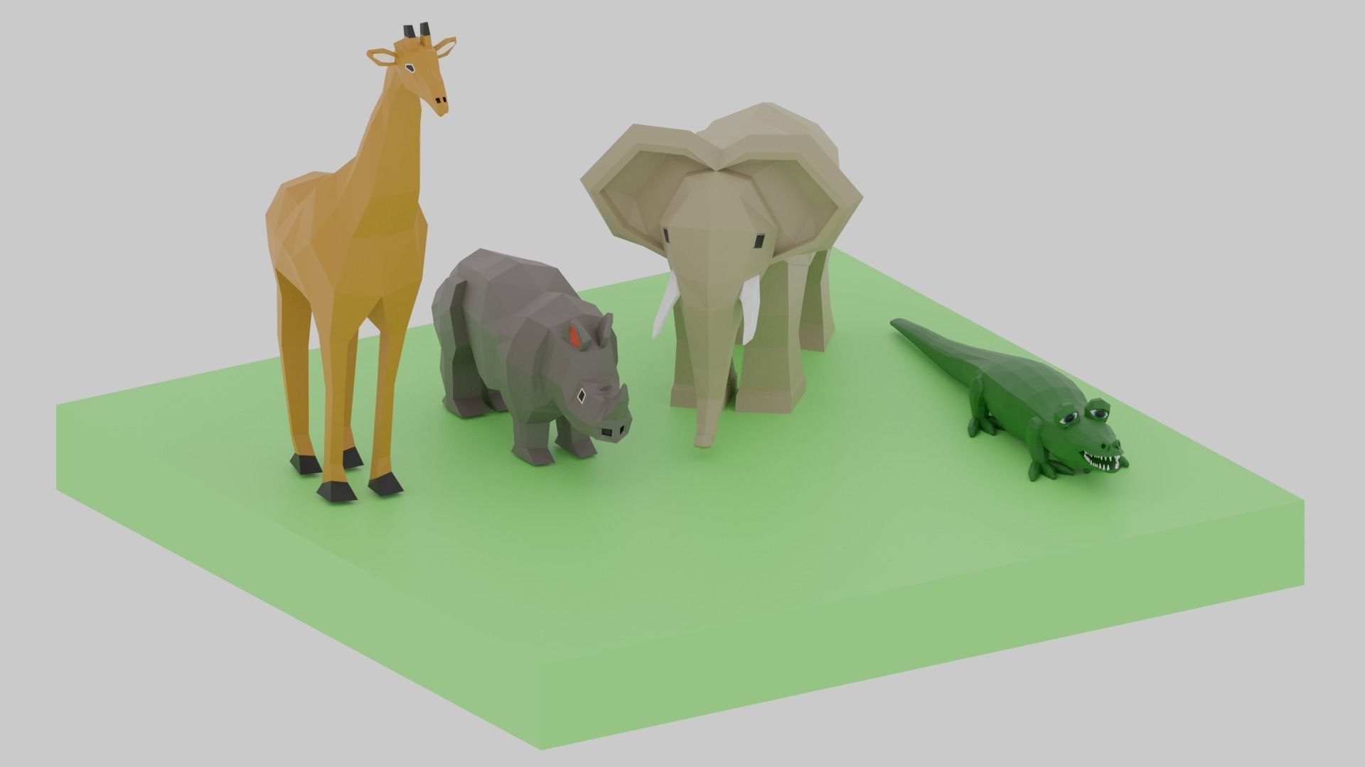 Cartoon LowPoly African Animals Collection Low-poly 3D model_3