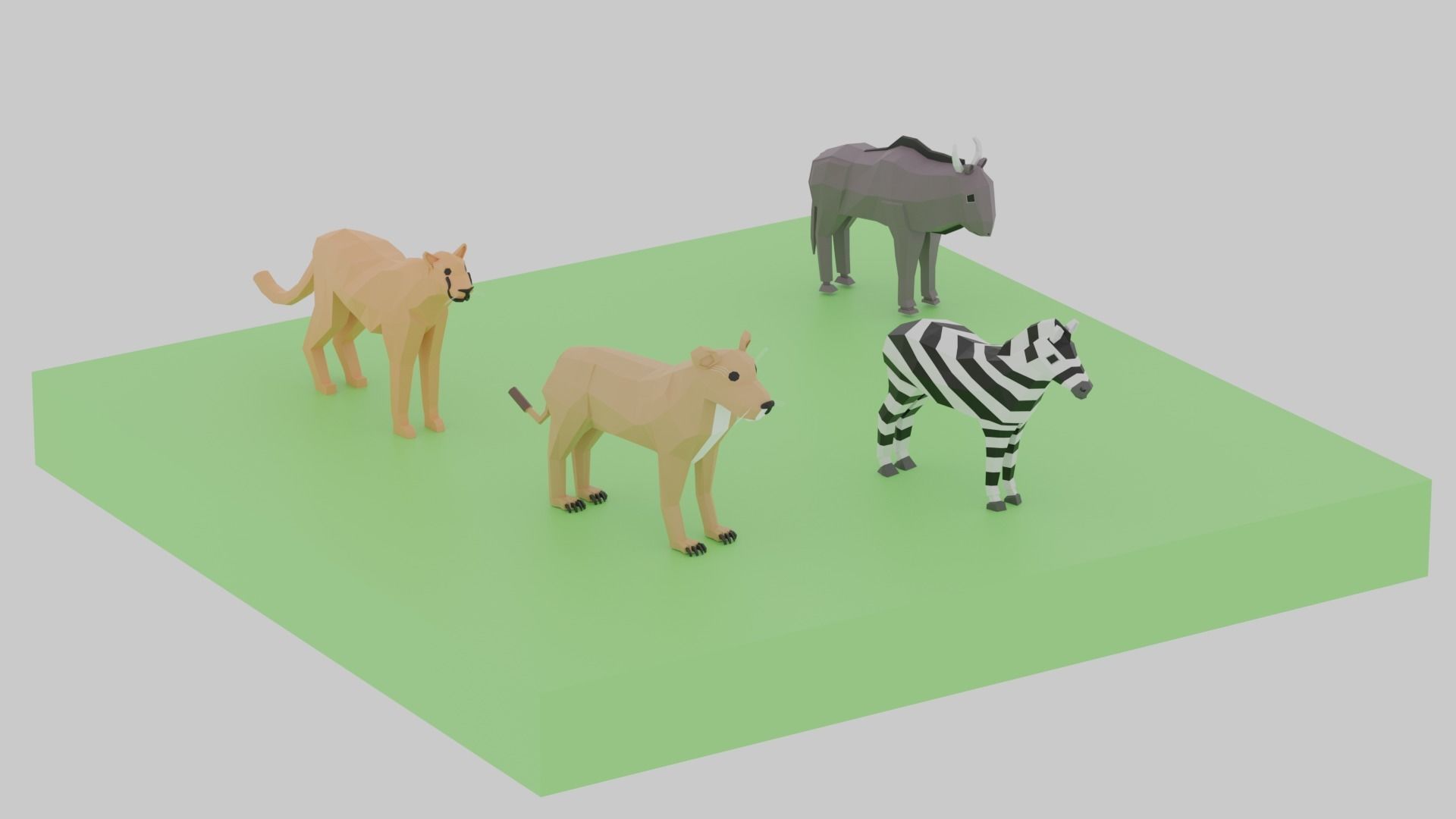 Cartoon LowPoly African Animals Collection Low-poly 3D model_4