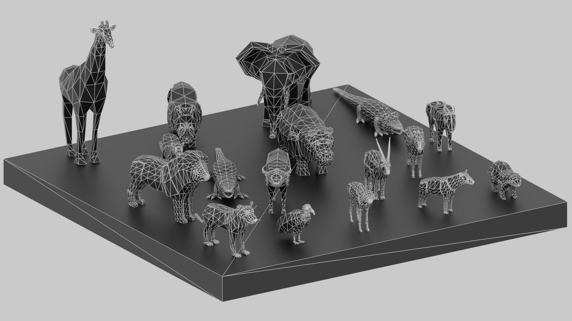 Cartoon LowPoly African Animals Collection Low-poly 3D model_17
