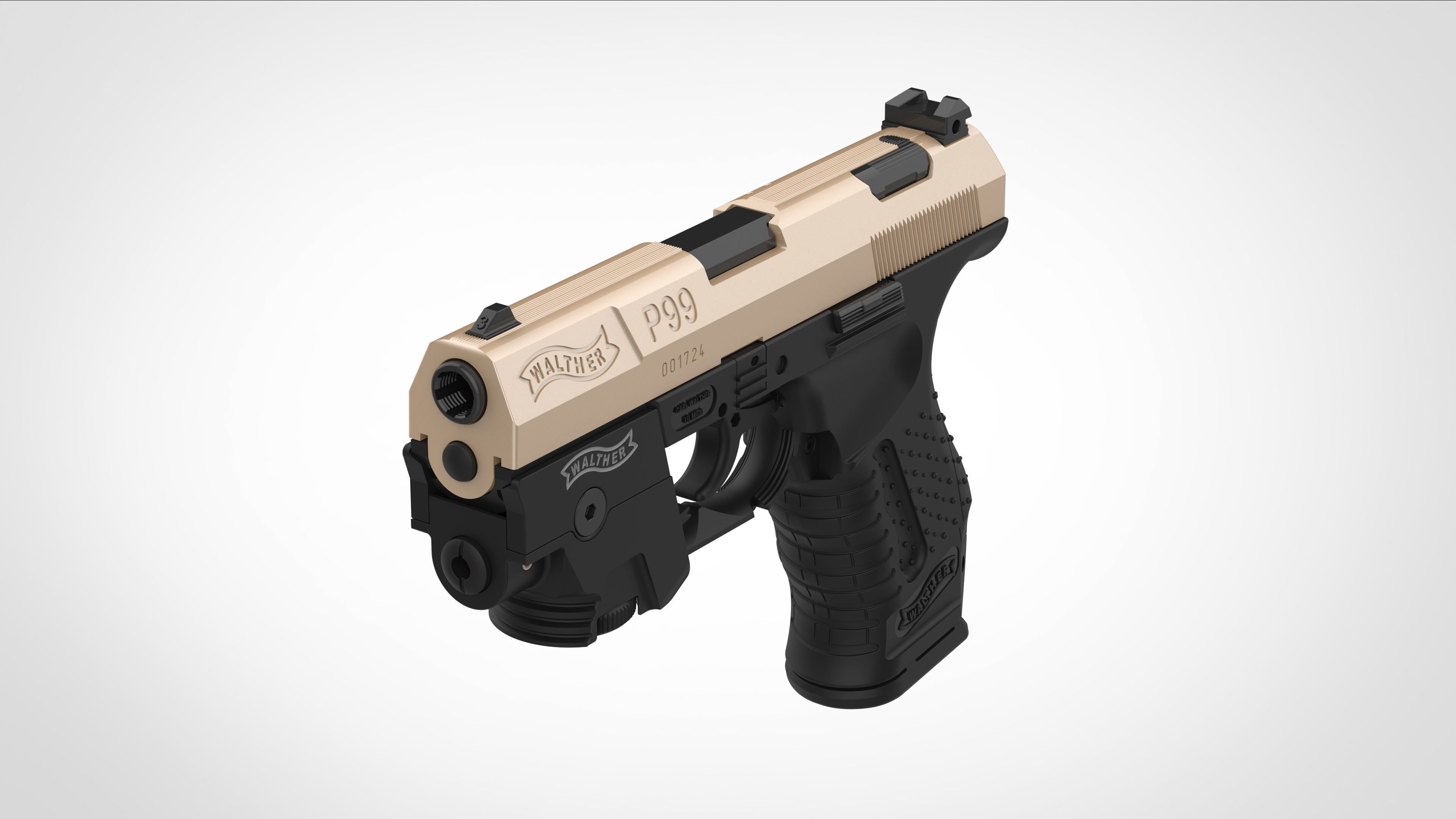 Modified Walther P99 from the movie Underworld 3d model 3D model_3