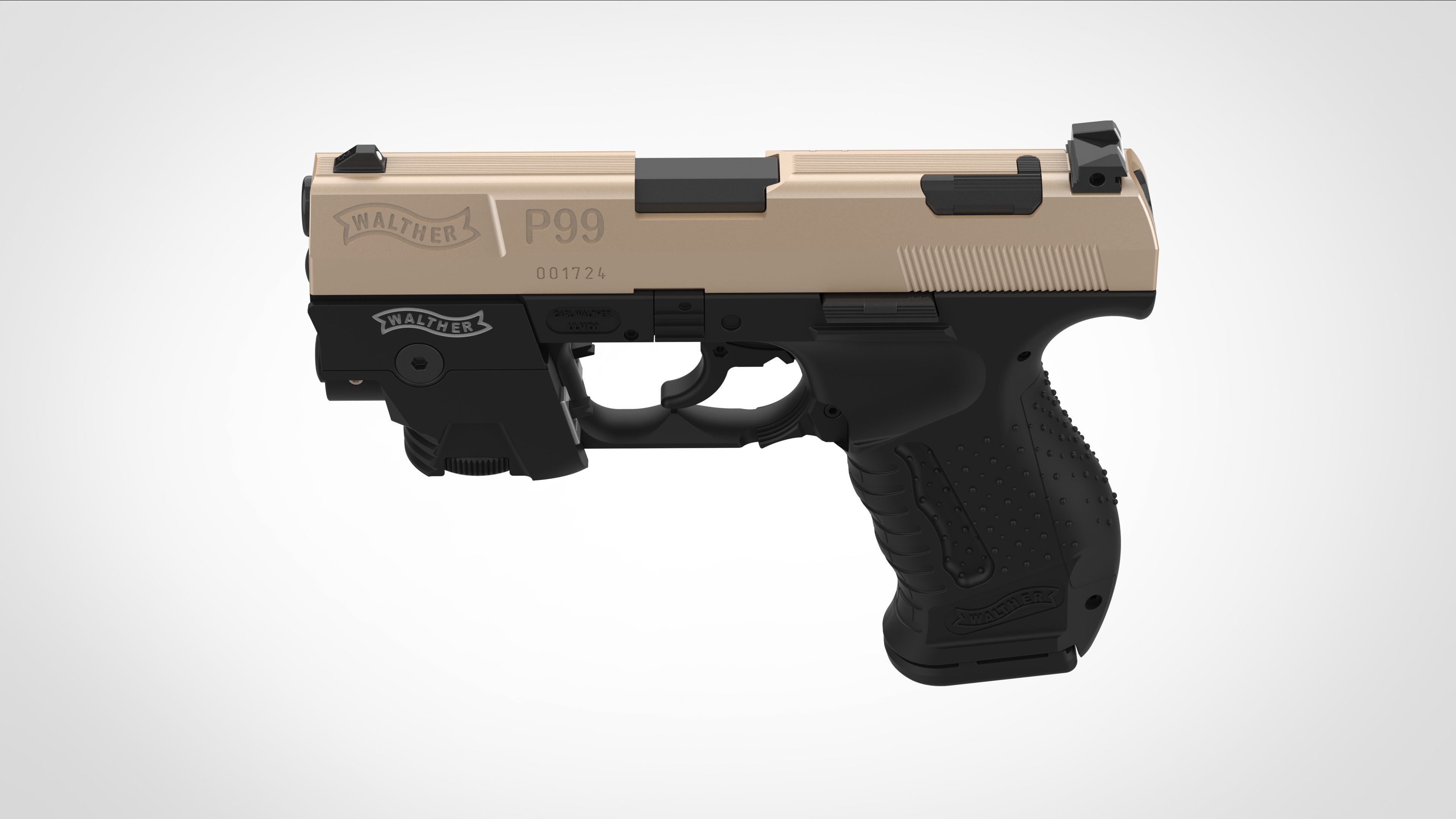 Modified Walther P99 from the movie Underworld 3d model 3D model_4