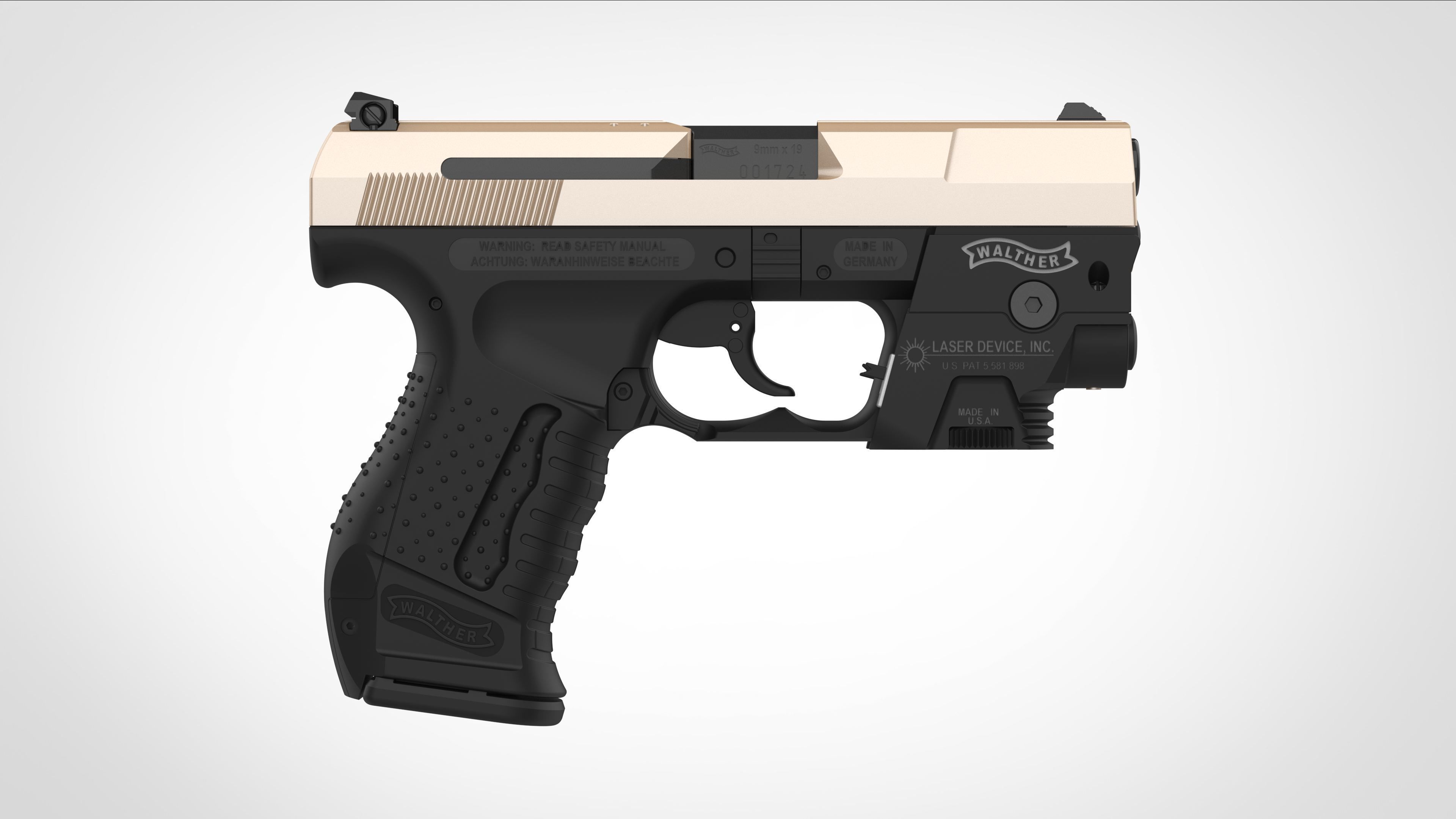 Modified Walther P99 from the movie Underworld 3d model 3D model_9