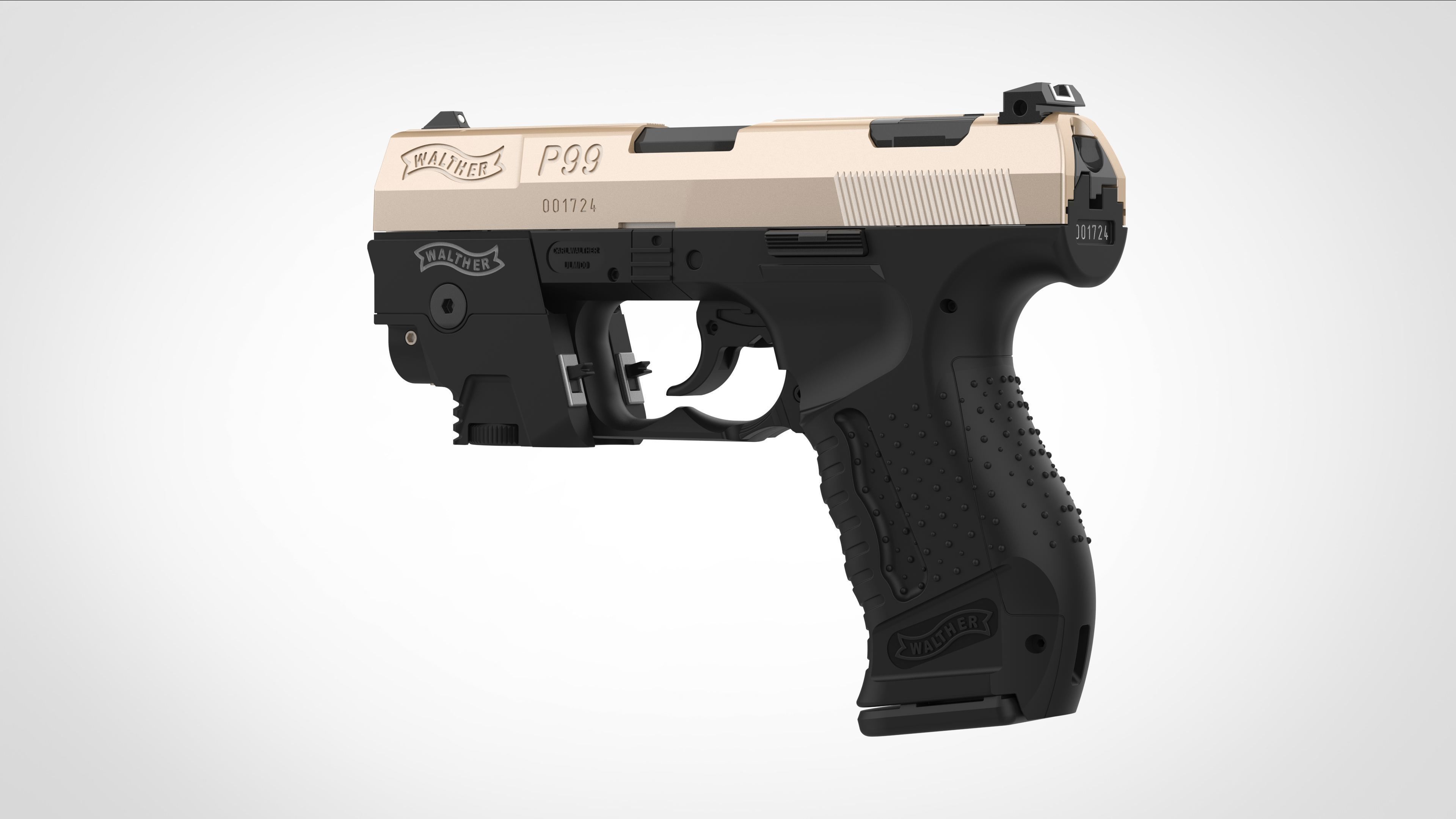 Modified Walther P99 from the movie Underworld 3d model 3D model_6