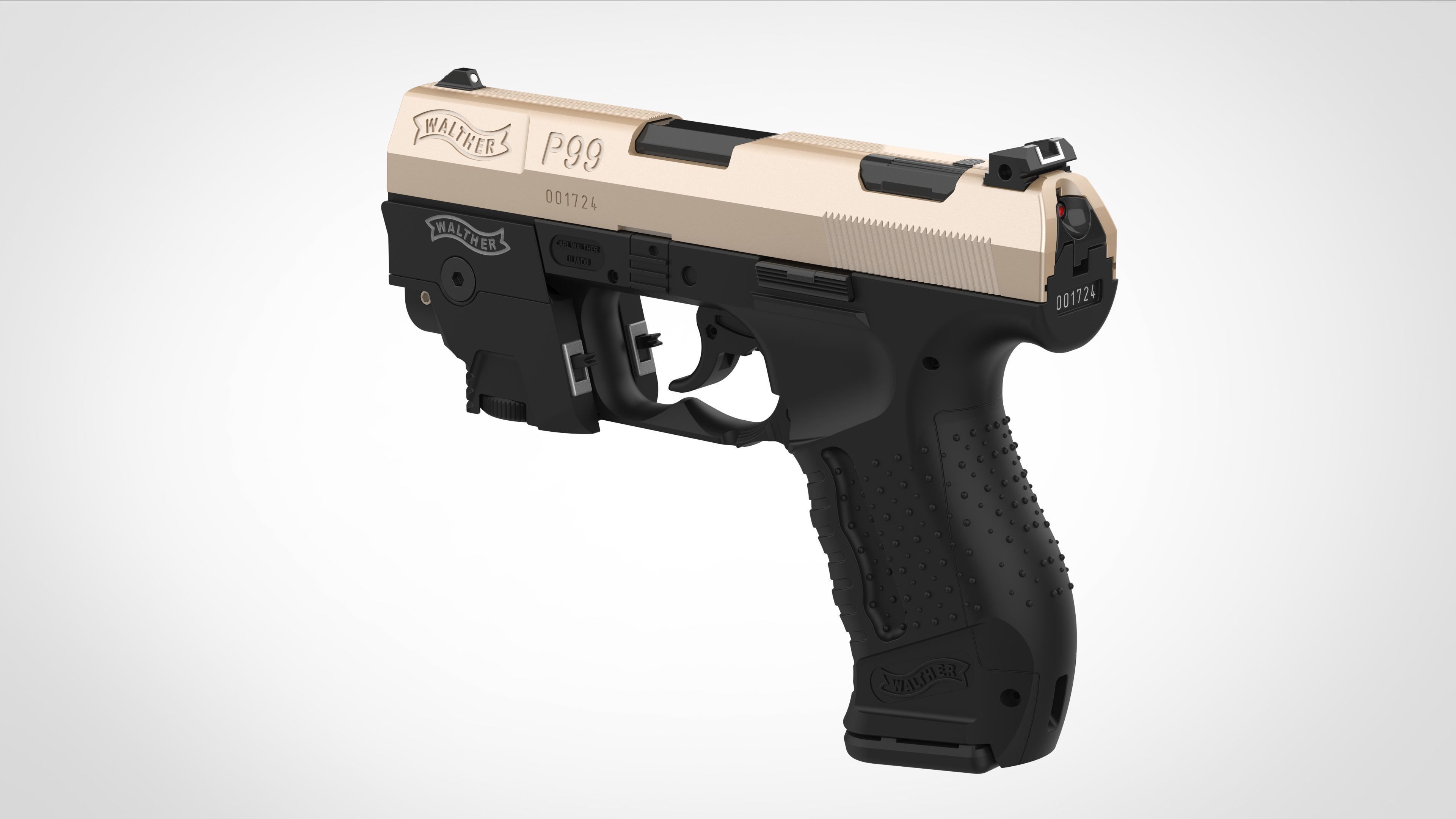 Modified Walther P99 from the movie Underworld 3d model 3D model_19
