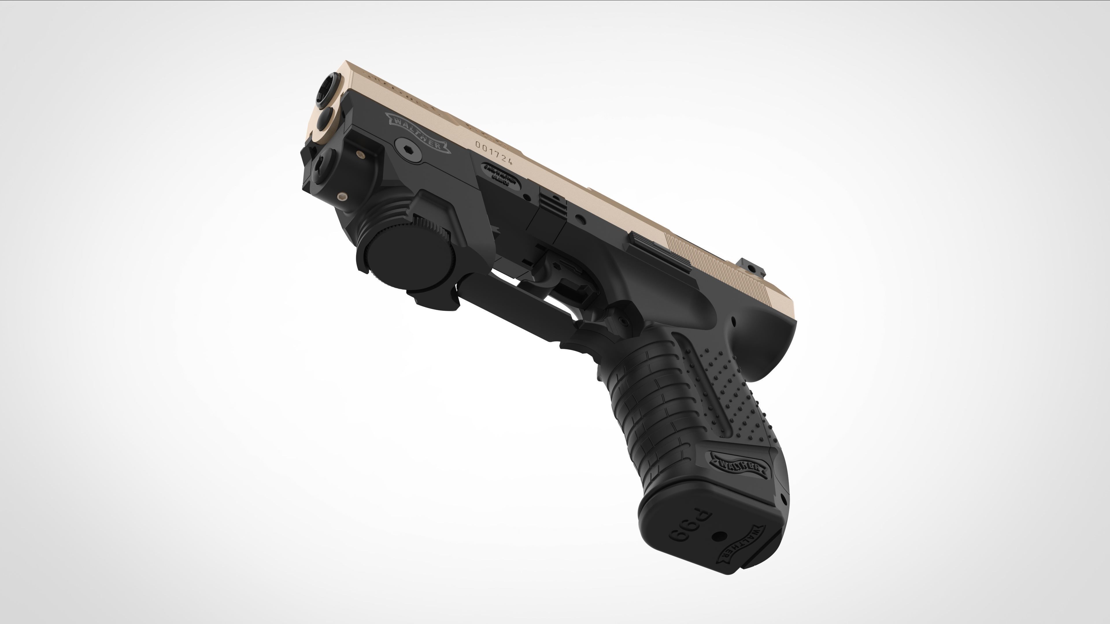 Modified Walther P99 from the movie Underworld 3d model 3D model_17
