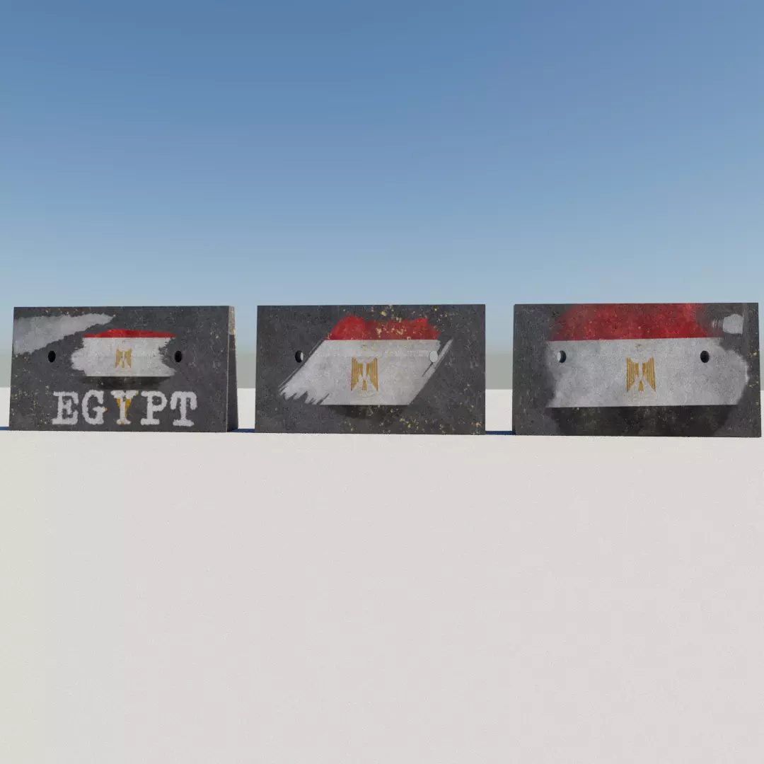 Egyptian concrete blockade Low-poly 3D model
