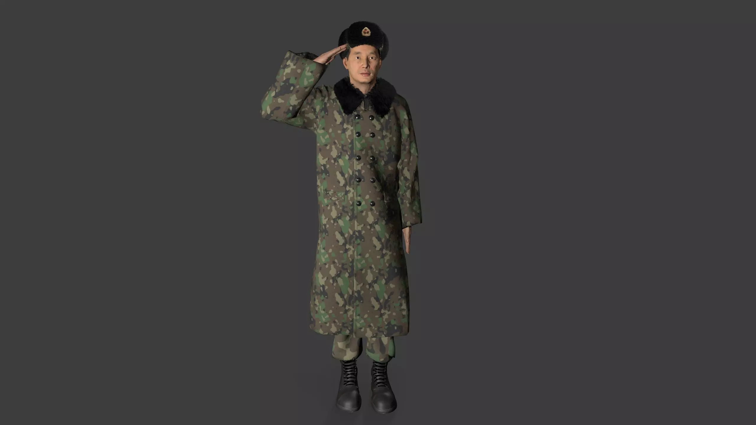 chinese soldier  Low-poly 3D model_0