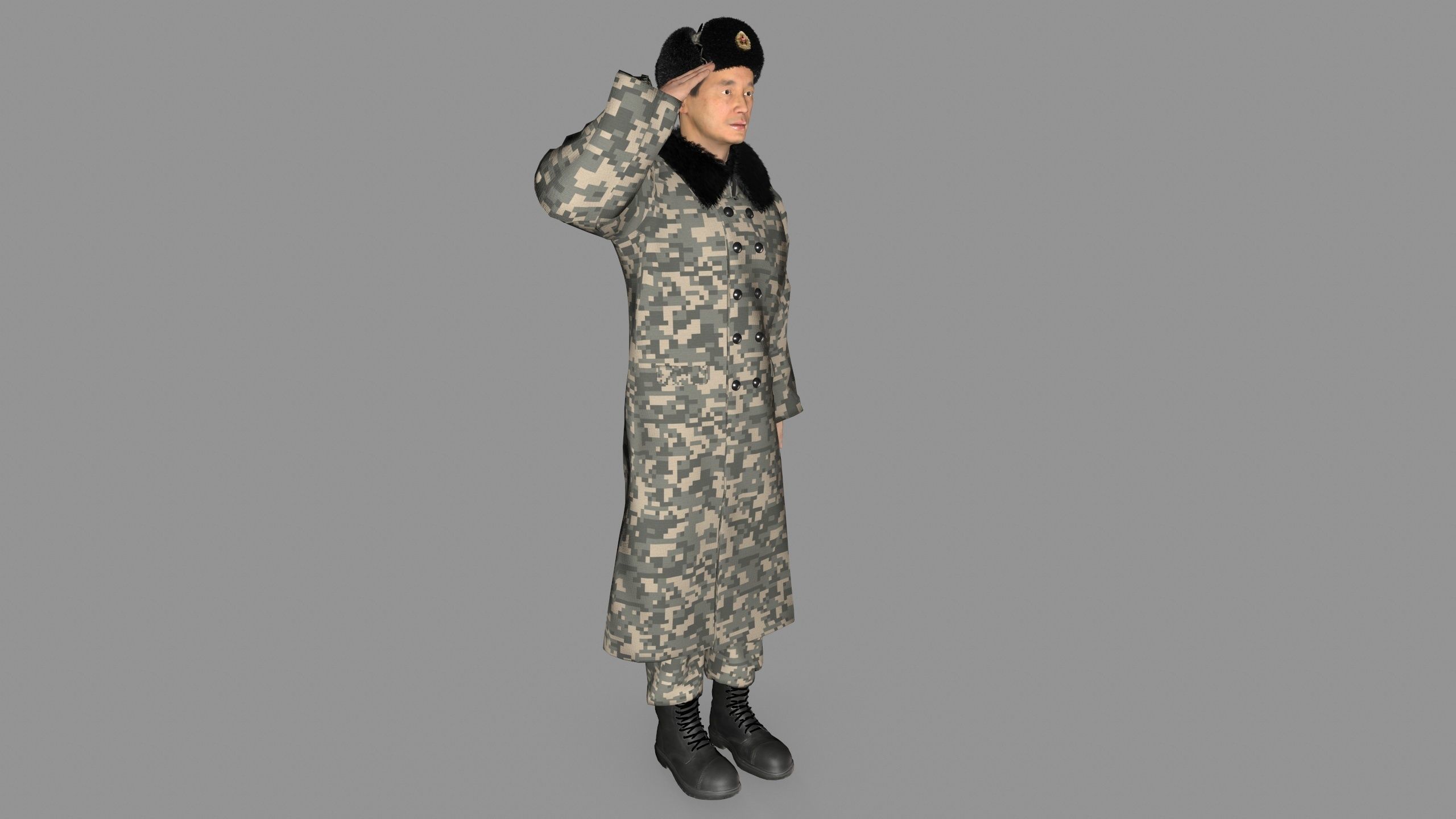 chinese soldier  Low-poly 3D model_9