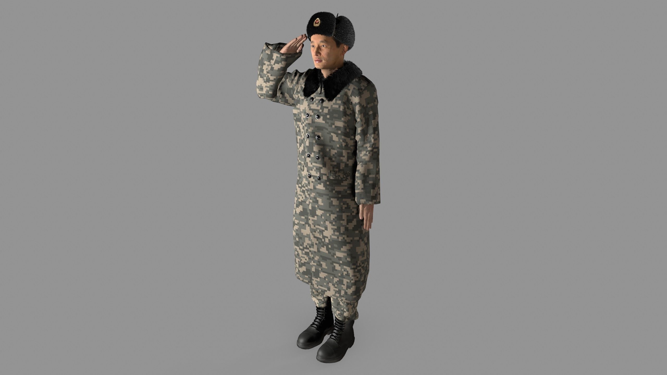 chinese soldier  Low-poly 3D model_10