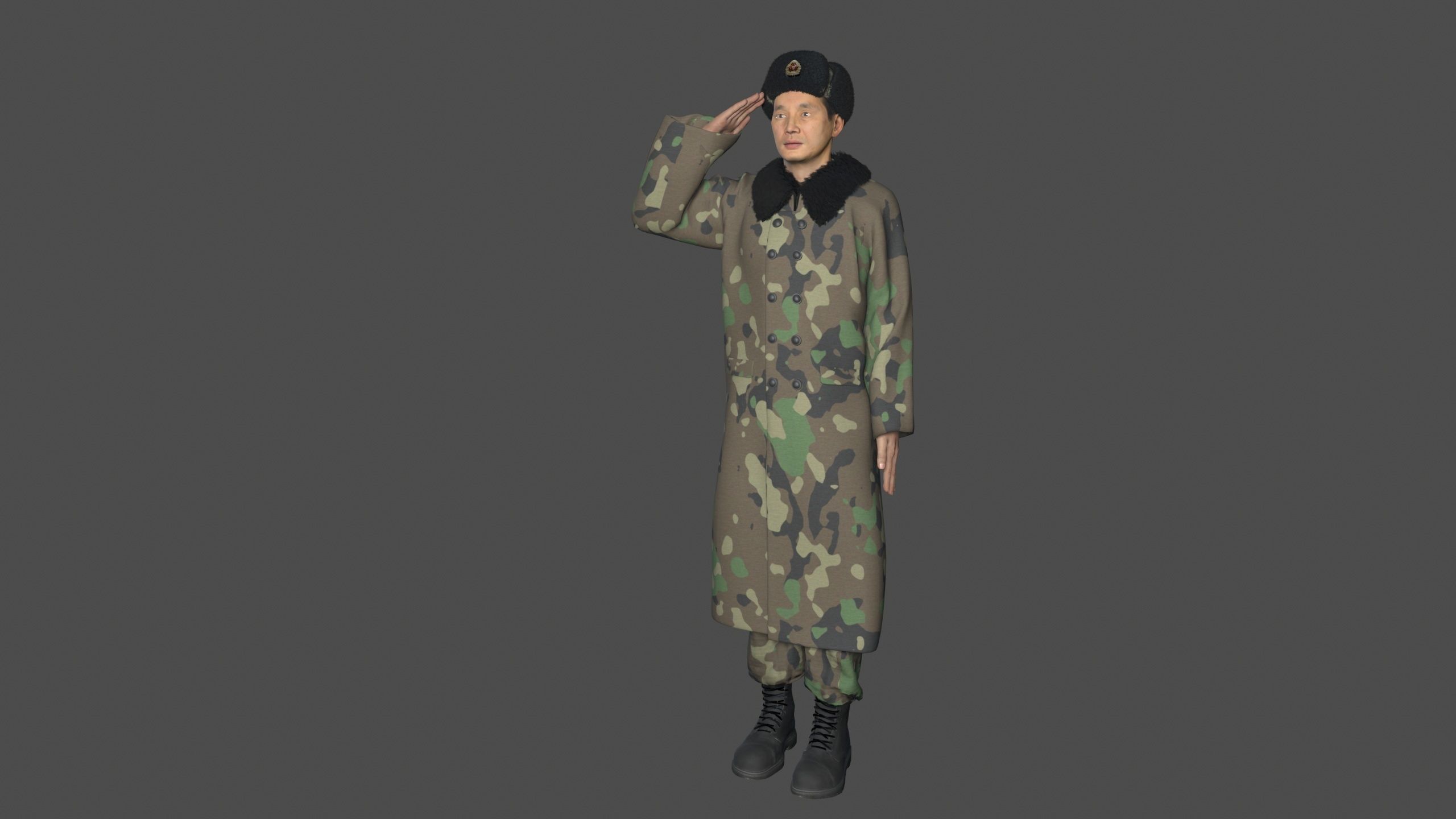 chinese soldier  Low-poly 3D model_15